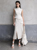 Load image into Gallery viewer, White Sleeveless Midi Dress, Elegant Formal Party Dress for Reception and Event
