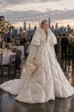 Load image into Gallery viewer, Ivory Formal Bridal Dress with Elegant Train, Romantic Wedding Gown