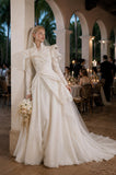 Load image into Gallery viewer, Ivory Formal Bridal Dress with Elegant Train, Romantic Wedding Gown