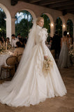 Load image into Gallery viewer, Ivory Formal Bridal Dress with Elegant Train, Romantic Wedding Gown