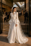 Load image into Gallery viewer, Ivory Statement Wedding Dress with Flowing Skirt and Refined Bridal Silhouette