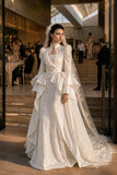 Load image into Gallery viewer, Ivory Statement Wedding Dress with Flowing Skirt and Refined Bridal Silhouette