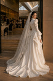 Load image into Gallery viewer, Ivory Statement Wedding Dress with Flowing Skirt and Refined Bridal Silhouette