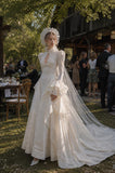 Load image into Gallery viewer, Ivory Bridal Gown with Flowing Train, Elegant Wedding Dress for Formal Ceremony