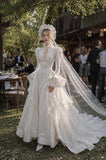 Load image into Gallery viewer, Ivory Bridal Gown with Flowing Train, Elegant Wedding Dress for Formal Ceremony