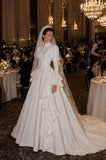 Load image into Gallery viewer, Ivory Wedding Gown with Graceful Full Length Silhouette and Dramatic Bridal Train