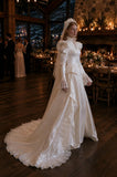 Load image into Gallery viewer, Ivory Wedding Gown with Graceful Full Length Silhouette and Dramatic Bridal Train
