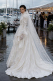 Load image into Gallery viewer, White Formal Bridal Dress with Elegant Train, Romantic Wedding Gown