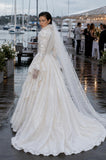 Load image into Gallery viewer, White Formal Bridal Dress with Elegant Train, Romantic Wedding Gown