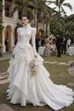 Load image into Gallery viewer, Ivory Statement Wedding Dress with Flowing Skirt and Refined Bridal Silhouette