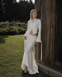 Load image into Gallery viewer, White Tailored Skirt Suit, Elegant Formal Two Piece Outfit for Reception and Event