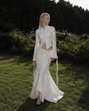 Load image into Gallery viewer, White Tailored Skirt Suit, Elegant Formal Two Piece Outfit for Reception and Event
