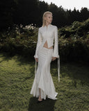 Load image into Gallery viewer, White Tailored Skirt Suit, Elegant Formal Two Piece Outfit for Reception and Event