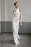 Load image into Gallery viewer, White Floor Length Formal Gown, Elegant Long Evening Dress for Gala and Special Occasion