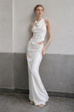 Load image into Gallery viewer, White Floor Length Formal Gown, Elegant Long Evening Dress for Gala and Special Occasion