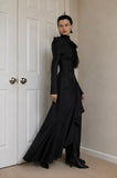 Load image into Gallery viewer, Black Ruffled Blazer Dress, Statement Formal Outfit for Reception and Gala