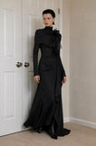 Load image into Gallery viewer, Black Ruffled Blazer Dress, Statement Formal Outfit for Reception and Gala