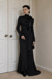 Load image into Gallery viewer, Black Ruffled Blazer Dress, Statement Formal Outfit for Reception and Gala