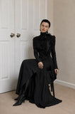 Load image into Gallery viewer, Black Ruffled Blazer Dress, Statement Formal Outfit for Reception and Gala