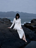 Load image into Gallery viewer, White Formal Evening Dress with Refined Full Length Silhouette for Reception and Gala