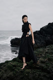 Load image into Gallery viewer, Black High Low Formal Dress, Dramatic Evening Outfit for Reception and Gala