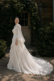 Load image into Gallery viewer, Ivory Bridal Gown with Flowing Train, Elegant Wedding Dress for Formal Ceremony