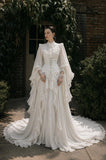 Load image into Gallery viewer, Ivory Bridal Gown with Flowing Train, Elegant Wedding Dress for Formal Ceremony