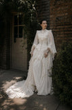 Load image into Gallery viewer, Ivory Bridal Gown with Flowing Train, Elegant Wedding Dress for Formal Ceremony
