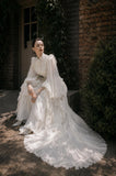 Load image into Gallery viewer, Ivory Bridal Gown with Flowing Train, Elegant Wedding Dress for Formal Ceremony
