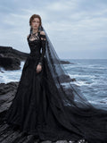 Load image into Gallery viewer, Black Statement Bridal Dress with Dramatic Full Length Wedding Silhouette