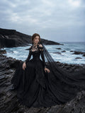 Load image into Gallery viewer, Black Statement Bridal Dress with Dramatic Full Length Wedding Silhouette