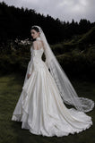 Load image into Gallery viewer, White Statement Wedding Dress with Flowing Skirt and Refined Bridal Silhouette