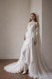 Load image into Gallery viewer, Ivory Wedding Gown with Graceful Full Length Silhouette and Dramatic Bridal Train