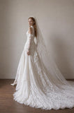 Load image into Gallery viewer, Ivory Wedding Gown with Graceful Full Length Silhouette and Dramatic Bridal Train
