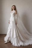 Load image into Gallery viewer, Ivory Wedding Gown with Graceful Full Length Silhouette and Dramatic Bridal Train