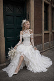 Load image into Gallery viewer, White Formal Bridal Dress with Elegant Train, Romantic Wedding Gown