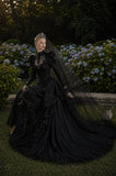 Load image into Gallery viewer, Black Statement Bridal Dress with Dramatic Full Length Wedding Silhouette