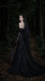 Load image into Gallery viewer, Black Gothic Wedding Dress with Elegant Train, Dark Romantic Bridal Gown