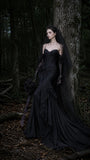 Load image into Gallery viewer, Black Gothic Wedding Dress with Elegant Train, Dark Romantic Bridal Gown