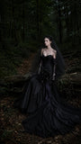 Load image into Gallery viewer, Black Gothic Wedding Dress with Elegant Train, Dark Romantic Bridal Gown