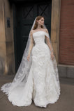 Load image into Gallery viewer, Ivory Formal Bridal Dress with Elegant Train, Romantic Wedding Gown