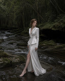 Load image into Gallery viewer, Silver Gray Elegant Floor Length Dress, Modern Formal Gown for Gala and Reception