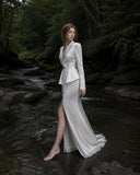 Load image into Gallery viewer, Silver Gray Elegant Floor Length Dress, Modern Formal Gown for Gala and Reception