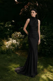 Load image into Gallery viewer, Black Formal Evening Dress with Refined Full Length Silhouette for Reception and Gala