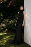 Load image into Gallery viewer, Black Formal Evening Dress with Refined Full Length Silhouette for Reception and Gala