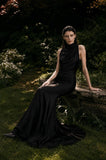 Load image into Gallery viewer, Black Formal Evening Dress with Refined Full Length Silhouette for Reception and Gala