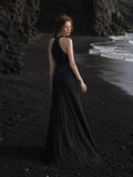Load image into Gallery viewer, Black Long Formal Gown, Elegant Statement Evening Dress for Special Events