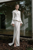 Load image into Gallery viewer, White Tailored Pantsuit for Women, Formal Evening Suit and Modern Wedding Guest Outfit
