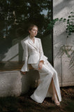 Load image into Gallery viewer, White Tailored Pantsuit for Women, Formal Evening Suit and Modern Wedding Guest Outfit