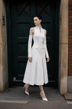 Load image into Gallery viewer, White Two Piece Midi Set, Crop Top and Skirt Formal Outfit for Special Occasion